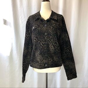 NWT Nine West Sarah Jean Jacket leopard print (wild one) stretch twill XL